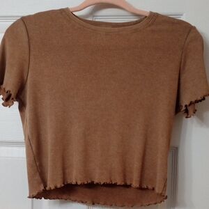 Aerie Tan Ribbed Crop Top